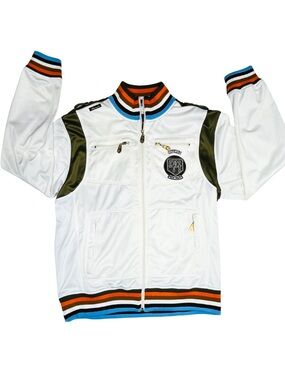 AKDMKS White Track Jacket Mens Large Full Zip Y2K Streetwear Varsity NWT